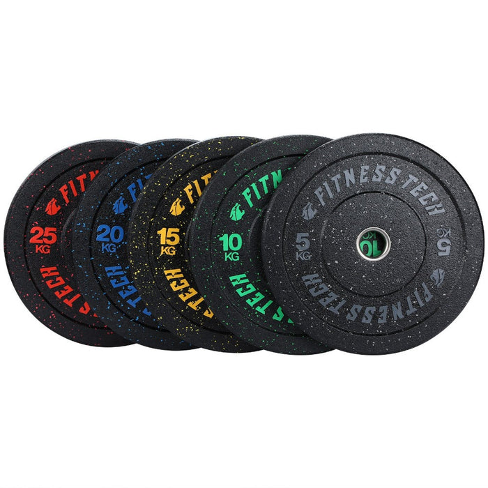 Set 150kg High Resistance Hi Temp Fleck Bumper Plate from 5kg to 25kg
