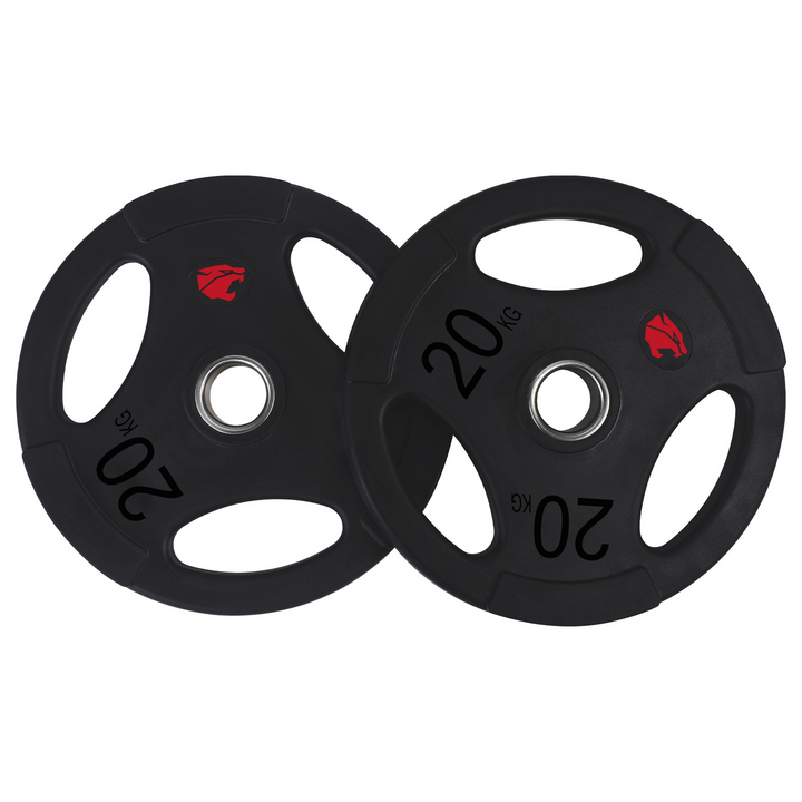 Set van 105 kg Rubber Schijven 3 Handvatten 50 mm Professioneel