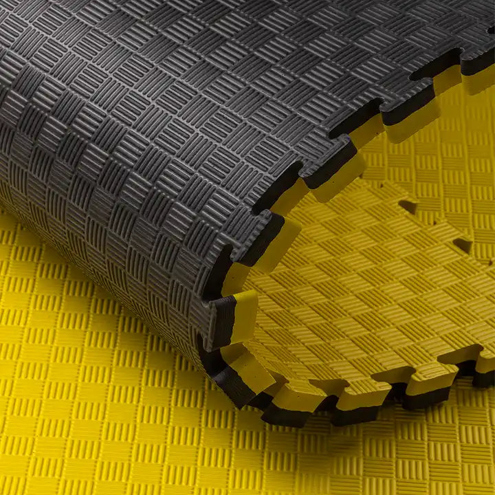 Tatami Professionele Puzzel 100x100x3 cm Zwart en Geel