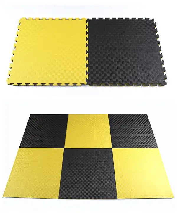 Tatami Professionele Puzzel 100x100x3 cm Zwart en Geel